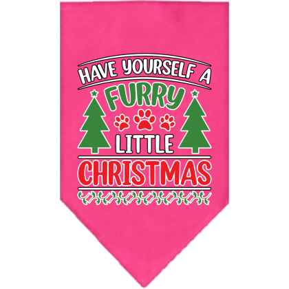 Furry Little Christmas Screen Print Bandana Bright Pink Size Small