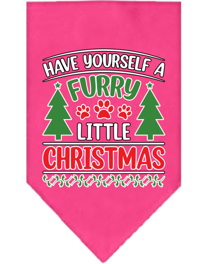 Furry Little Christmas Screen Print Bandana Bright Pink Size Small