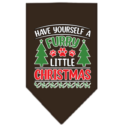 Furry Little Christmas Screen Print Bandana Cocoa Size Small