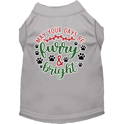 Furry and Bright Screen Print Dog Shirt Grey Size XS