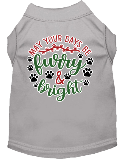 Furry and Bright Screen Print Dog Shirt Grey Size XS