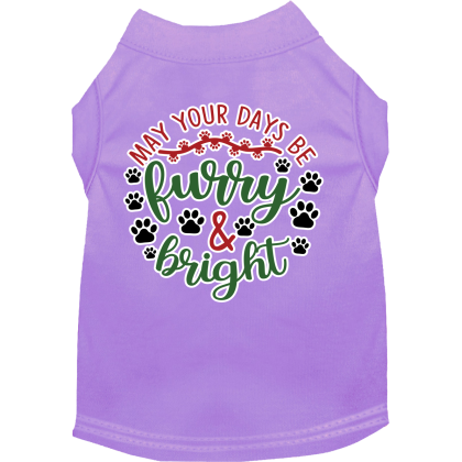 Furry and Bright Screen Print Dog Shirt Lavender Size XS
