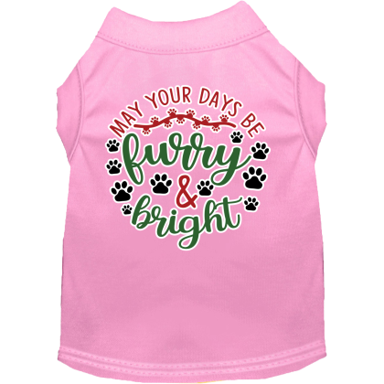 Furry and Bright Screen Print Dog Shirt Light Pink Size XS