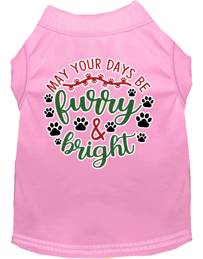 Furry and Bright Screen Print Dog Shirt Light Pink Size XS