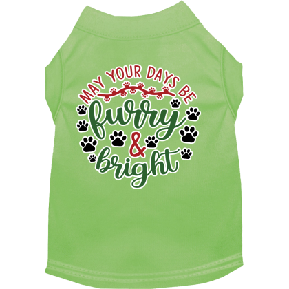 Furry and Bright Screen Print Dog Shirt Lime Green Size XS