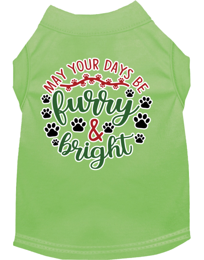 Furry and Bright Screen Print Dog Shirt Lime Green Size XS