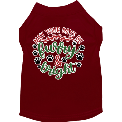 Furry and Bright Screen Print Dog Shirt Maroon Size XS