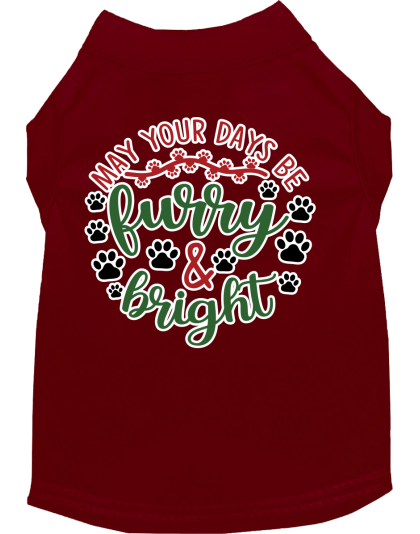 Furry and Bright Screen Print Dog Shirt Maroon Size XS