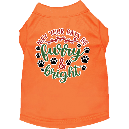 Furry and Bright Screen Print Dog Shirt Orange Size XS