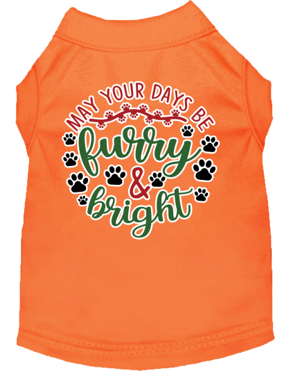 Furry and Bright Screen Print Dog Shirt Orange Size XS