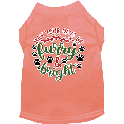 Furry and Bright Screen Print Dog Shirt Peach Size XS