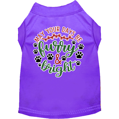 Furry and Bright Screen Print Dog Shirt Purple Size XS