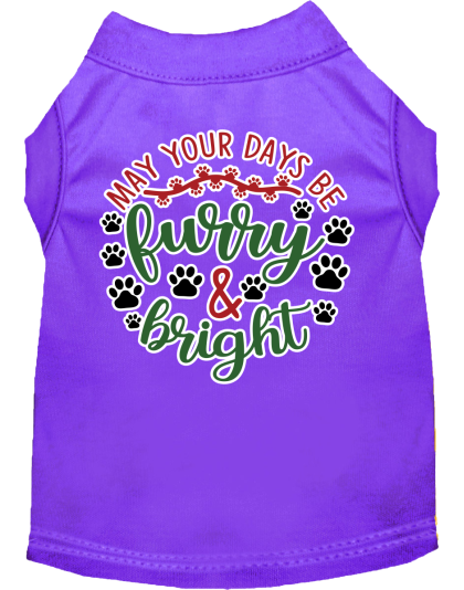 Furry and Bright Screen Print Dog Shirt Purple Size XS