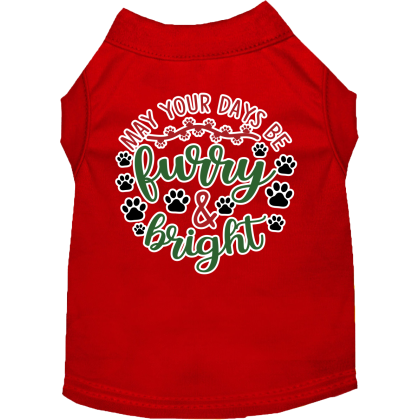 Furry and Bright Screen Print Dog Shirt Red Size XS