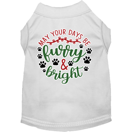 Furry and Bright Screen Print Dog Shirt White Size XS