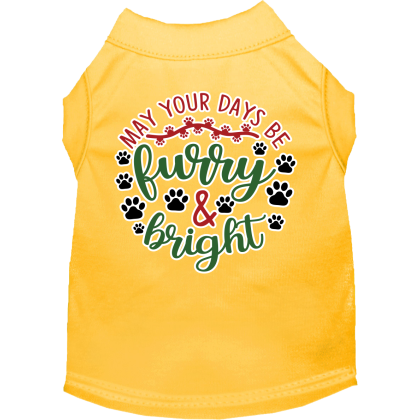 Furry and Bright Screen Print Dog Shirt Yellow Size XS