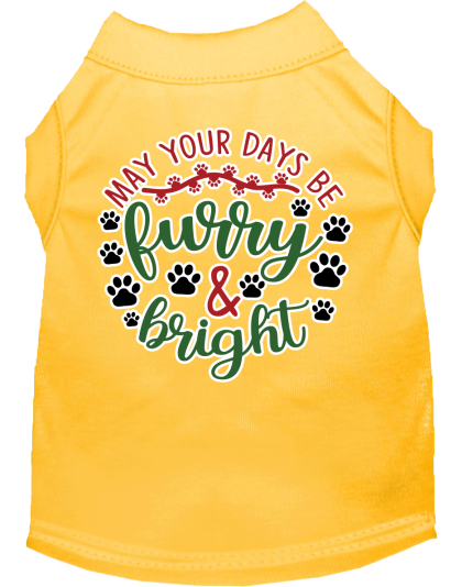 Furry and Bright Screen Print Dog Shirt Yellow Size XS