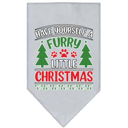 Furry Little Christmas Screen Print Bandana Grey Size Small