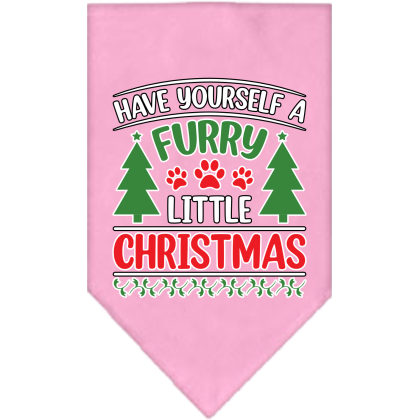 Furry Little Christmas Screen Print Bandana Light Pink Size Small