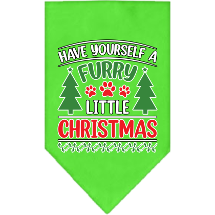 Furry Little Christmas Screen Print Bandana Lime Green Size Small