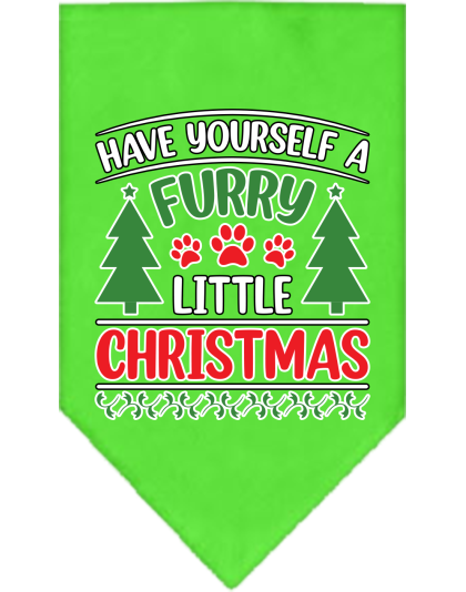Furry Little Christmas Screen Print Bandana Lime Green Size Small