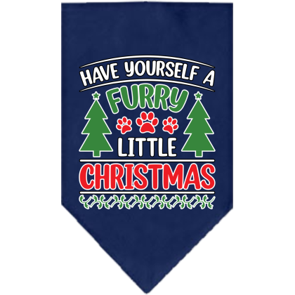 Furry Little Christmas Screen Print Bandana Navy Blue Size Small