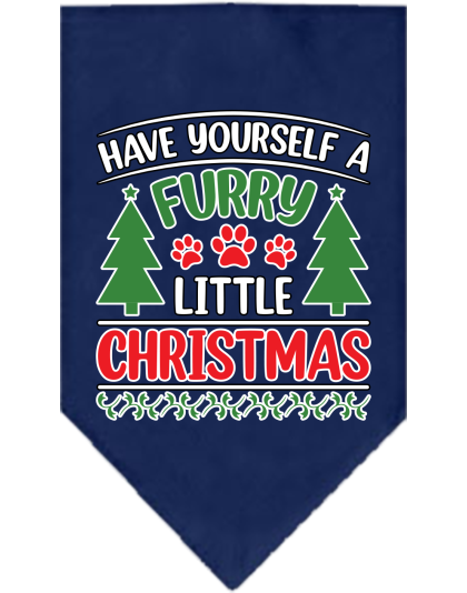 Furry Little Christmas Screen Print Bandana Navy Blue Size Small