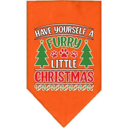 Furry Little Christmas Screen Print Bandana Orange Size Small