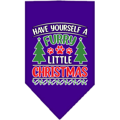 Furry Little Christmas Screen Print Bandana Purple Size Small
