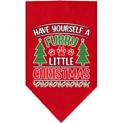 Furry Little Christmas Screen Print Bandana Red Size Small