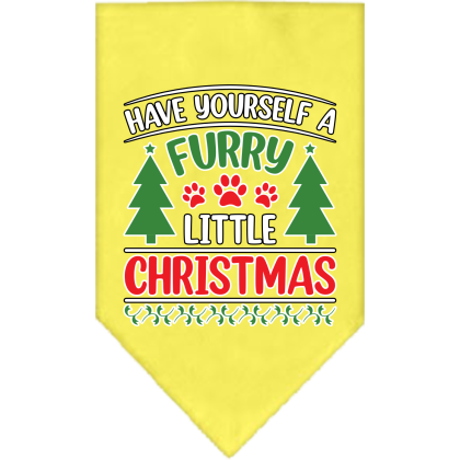 Furry Little Christmas Screen Print Bandana Yellow Size Small