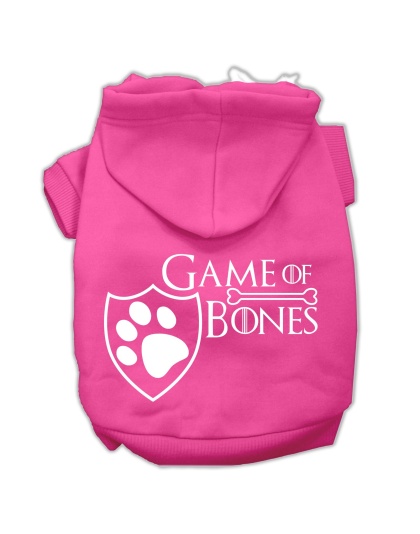 Game of Bones Screenprint Dog Hoodie Bright Pink L