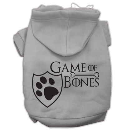 Game of Bones Screenprint Dog Hoodie Grey L