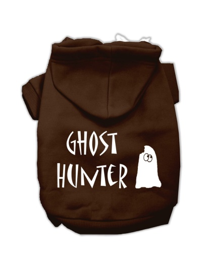 Ghost Hunter Screen Print Pet Hoodies Brown with Cream Lettering Lg