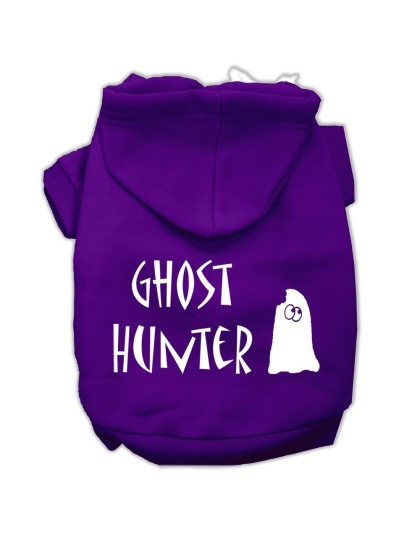 Ghost Hunter Screen Print Pet Hoodies Purple with Black Lettering Lg