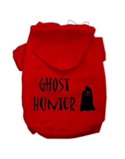 Ghost Hunter Screen Print Pet Hoodies Red with Black Lettering Lg