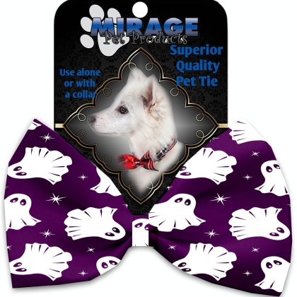 Ghosts on Purple Pet Bow Tie