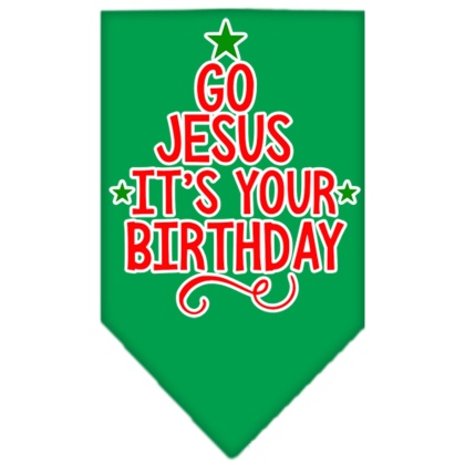 Go Jesus Screen Print Bandana Emerald Green Large