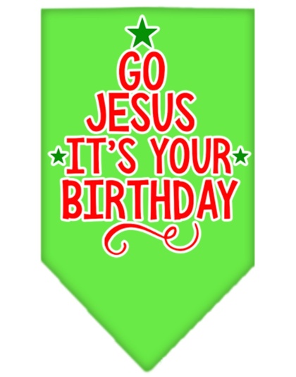 Go Jesus Screen Print Bandana Lime Green Large