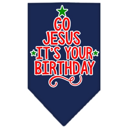 Go Jesus Screen Print Bandana Navy Blue large