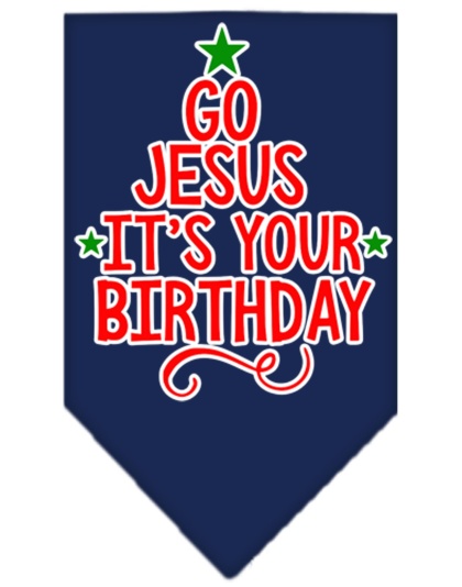 Go Jesus Screen Print Bandana Navy Blue large