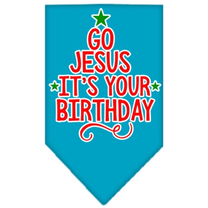 Go Jesus Screen Print Bandana Turquoise Large