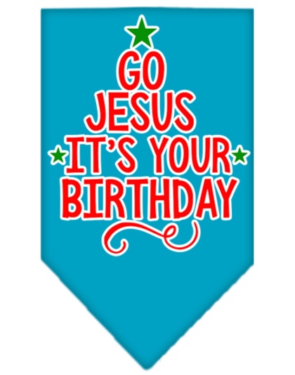 Go Jesus Screen Print Bandana Turquoise Large