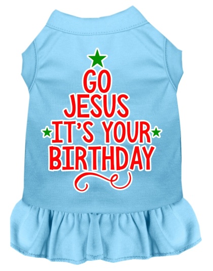 Go Jesus Screen Print Dog Dress Baby Blue 4X (22)