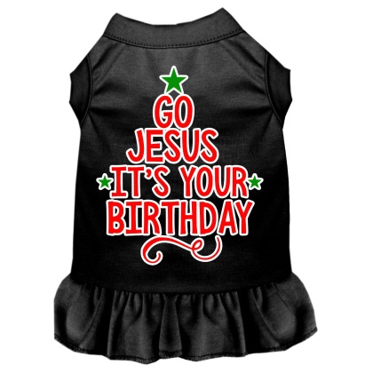 Go Jesus Screen Print Dog Dress Black 4X (22)