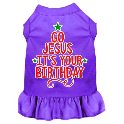 Go Jesus Screen Print Dog Dress Purple 4X (22)