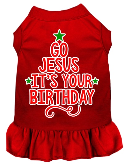 Go Jesus Screen Print Dog Dress Red 4X (22)