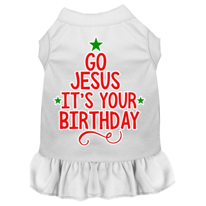 Go Jesus Screen Print Dog Dress White 4X (22)