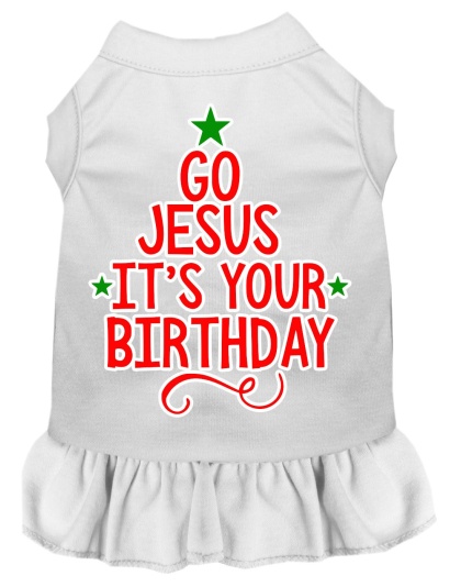 Go Jesus Screen Print Dog Dress White 4X (22)