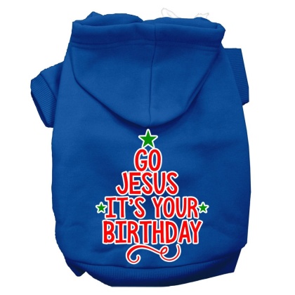 Go Jesus Screen Print Dog Hoodie Blue L